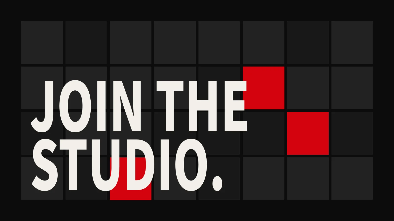 Join the studio — LemonTalks careers graphic with red and black grid