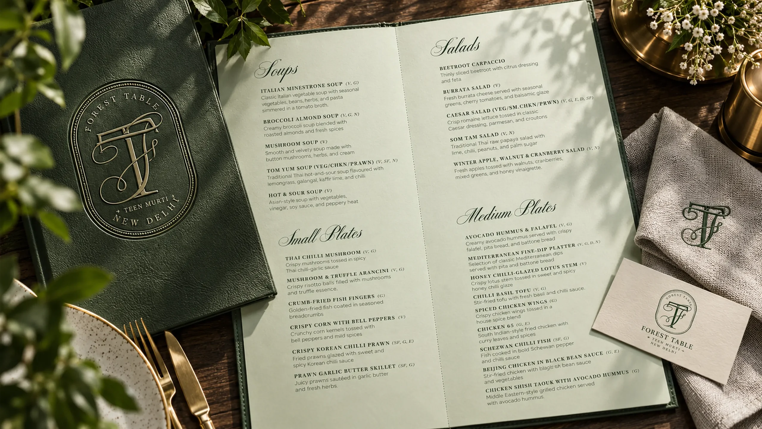 Restaurant menu and stationery content by LemonTalks®