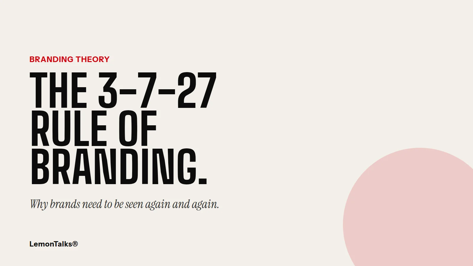 The 3-7-27 rule of branding, illustrated in bold type