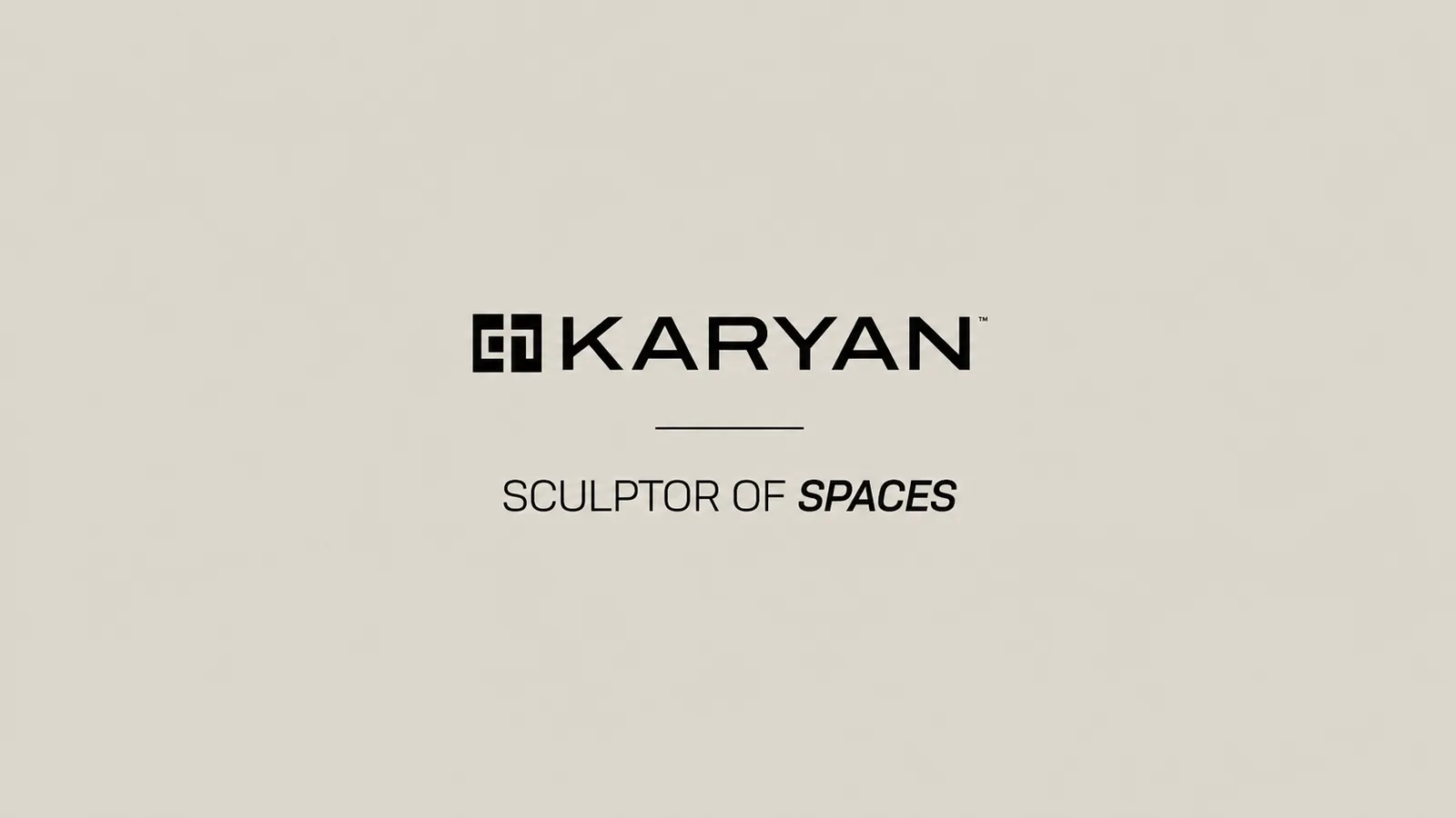 Karyan logo with the brand line Sculptor of spaces on a stone background