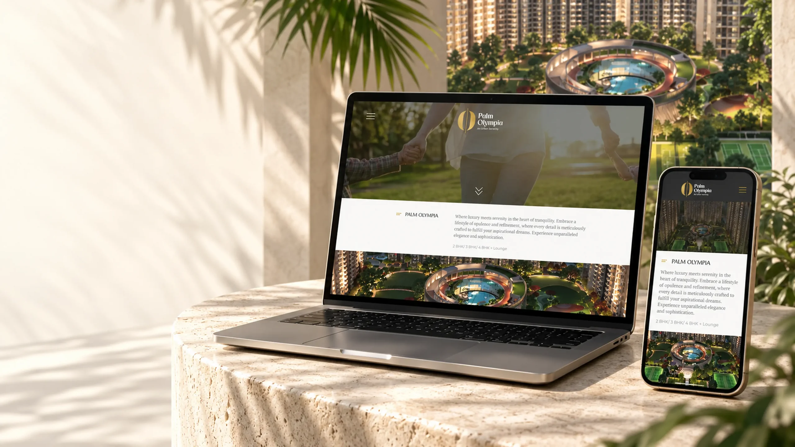 Real estate project website on laptop and mobile by LemonTalks®